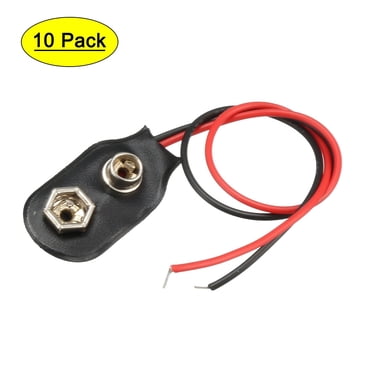 2-Pack 9V Battery Clip Connectors - I-Type Snap Connector With Black Wires 4 thumbnail image