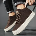 thumbnail image 2 of Platform Running Shoes foe Men Vintage Suede Flat Lace Up Skate Shoes Casual Non Slip Lightweight Sneakers Brown Size 8.5, 2 of 9