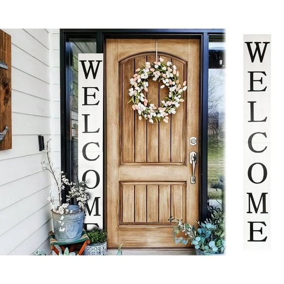 Rustic Farmhouse Welcome Porch Sign - 72in Elegant Outdoor Entryway Decor