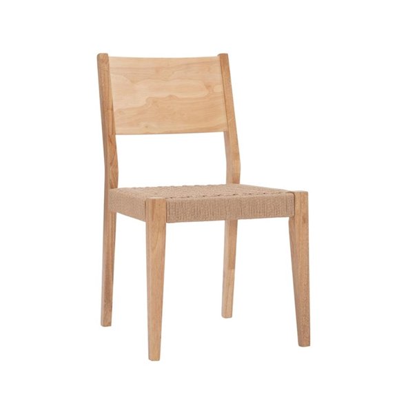 Pemberly Row Contemporary Set of Two Wood 18" Dining Chairs in Natural Brown