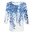 thumbnail image 4 of Hauts d'Été pour Femmes 2023 Mode pour Femmes Manches Trois Quarts Rétro Col Rond Imprimé de Pâques Hauts Amples Blouse Bohème T-Shirt Grande Taille pour Femmes, 4 of 4