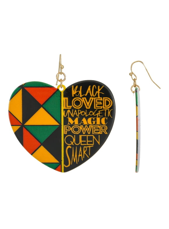 Black Heritage Multi-Color Heart Drop Earrings