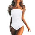 thumbnail image 2 of One Piece Swimsuit Women Tummy Control Ruched Strapless Bandeau Bathing Suits Swimwear, 2 of 6