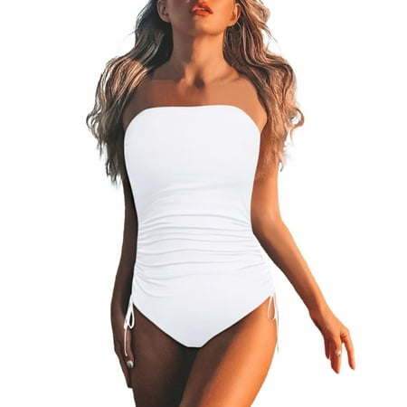 Wijhcboe Women Strapless Swimsuit Transparent Sexy Man Bikini Bandeau Bathing Suit Swimwear High Waisted Yoga Shorts Leopard Bikini Swimwear Bikini Top