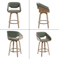 thumbnail image 3 of Guyou 26 Inch Swivel Bar Stools Set of 4 Counter Height Round Pedestal Stools Low Back Design Soft Green Linen Upholstery for Kitchen Island Breakfast Bar Dining Room, 3 of 7
