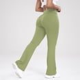 thumbnail image 2 of Resivox Women's High Waisted Cross Waist Yoga Pants - Fashionable Design with Flared Legs, Stretchy Fabric for Outdoor Sports & Casual Wear, Slim-Fit Light Green XL, 2 of 6