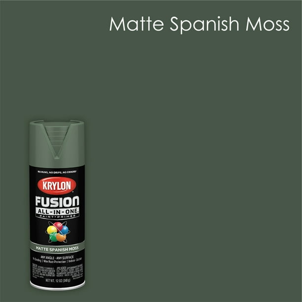 Krylon Fusion AllInOne Spray Paint, Matte, Spanish Moss, 12 oz