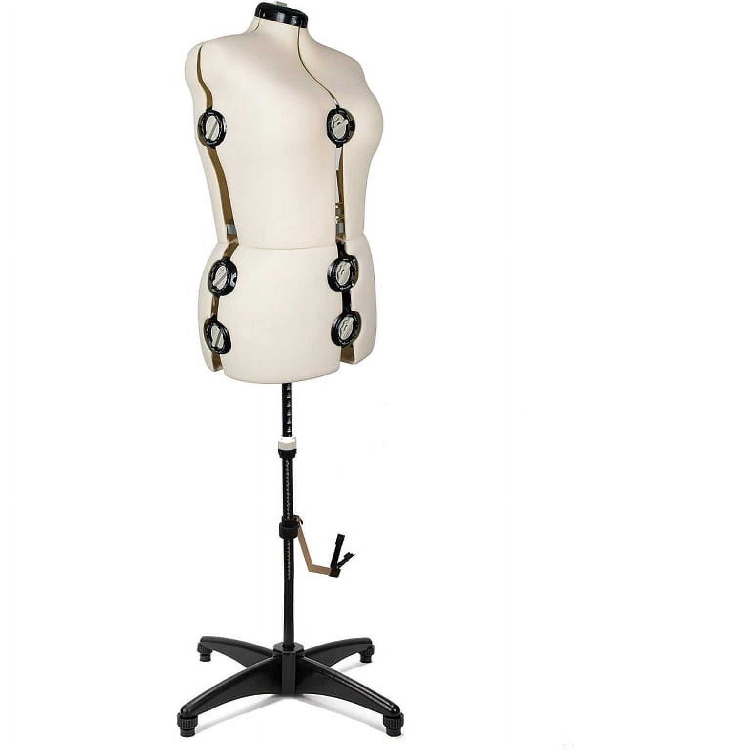 GEX 13 Dials Female Fabric Adjustable Mannequin Dress Form for Sewing, Mannequin Body Torso with Stand, Up to 70" Shoulder Height Beige (X-Large)