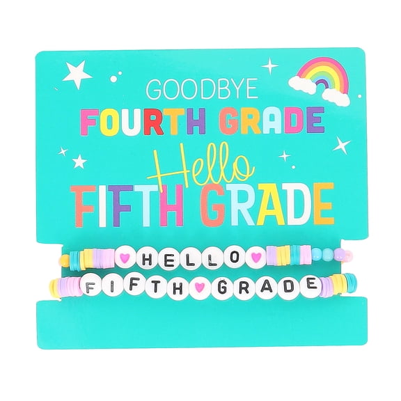 12 pieces 2 1/2" End of Year 4th to 5th Bracelets Handout with Card for 12