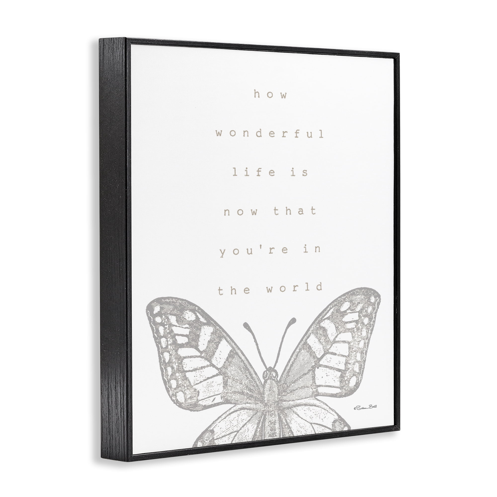 Stupell Industries Wonderful Life Phrase Animals & Insects Painting Black Framed Art Print Wall Art, 24 x 30
