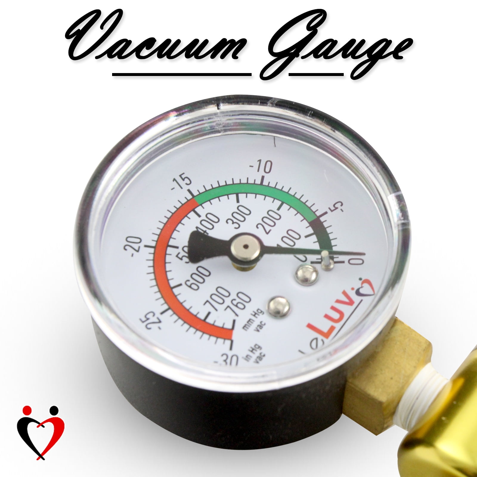 LeLuv Ultima Blue Brass Vacuum Pump Handle with Gauge & Blue Silicone Hose & Fitting
