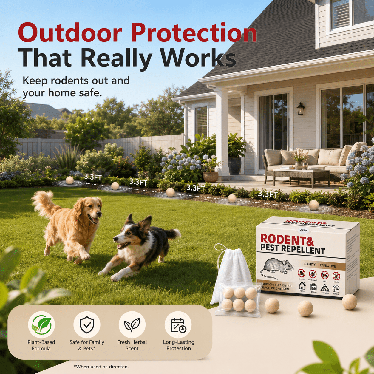 MouseRepellent 36 Balls, PeppermintRodentRepellent for Indoor & Outdoor Use, Long-Lasting Safe Mice Deterrent, Natural Effective Moth Balls forRodent Control for Home, Car & Garden