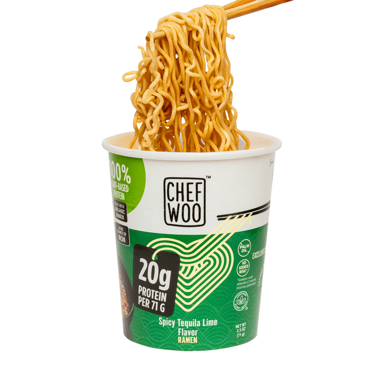6 pack) Chef WOO Spicy Tequila Lime Ramen, High Protein Noodles