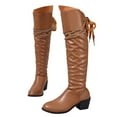 thumbnail image 3 of Women's Mid-Calf Boots Low Heel Round Toe Back Lacing for Fall and Winter Comfort and Style, 3 of 9