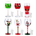 thumbnail image 3 of Juego de copas de vino navideñas pintadas a mano, copa de vino pintada de colores cristalinos, 3 of 4