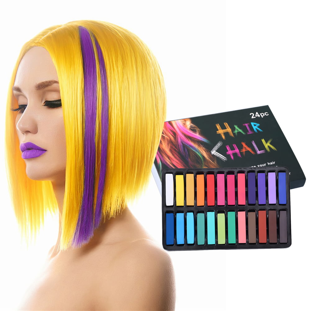 Washable Multi-Colored Pens Non-toxic Temporary Salon Hair Chalk Set, 24  Colors 