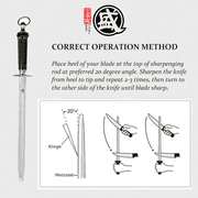 MITSUMOTO SAKARI 10 inch Knife Sharpening Steel Honing Rod, Japanese High Carbon Flat Honing Steel (ABS Handle & Powerful Magnet)