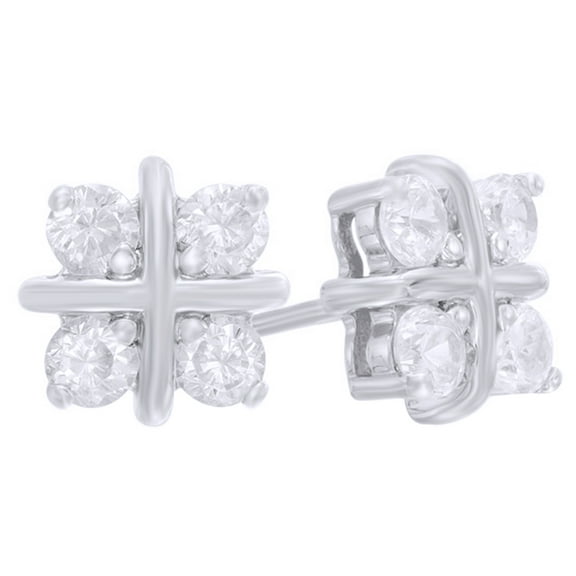 AFFY White Natural Diamond Stud Earrings in 14K White Gold (0.87 Cttw)