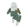 thumbnail image 1 of SUNSIOM Baby Boy Outfits, Long Sleeve Hooded Contrast Color Sweatshirt with Sweatpants  Autumn Winter Clothes Set, 1 of 8