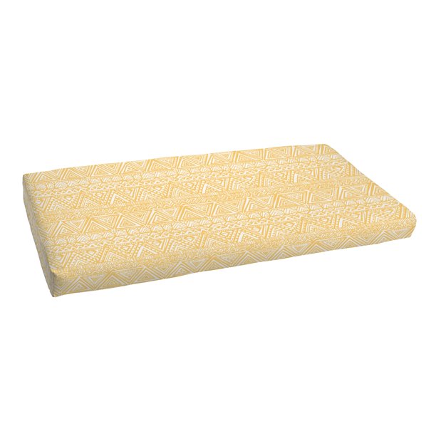 Yellow and White Triangle Indoor/Outdoor Bench Cushion, Bristol