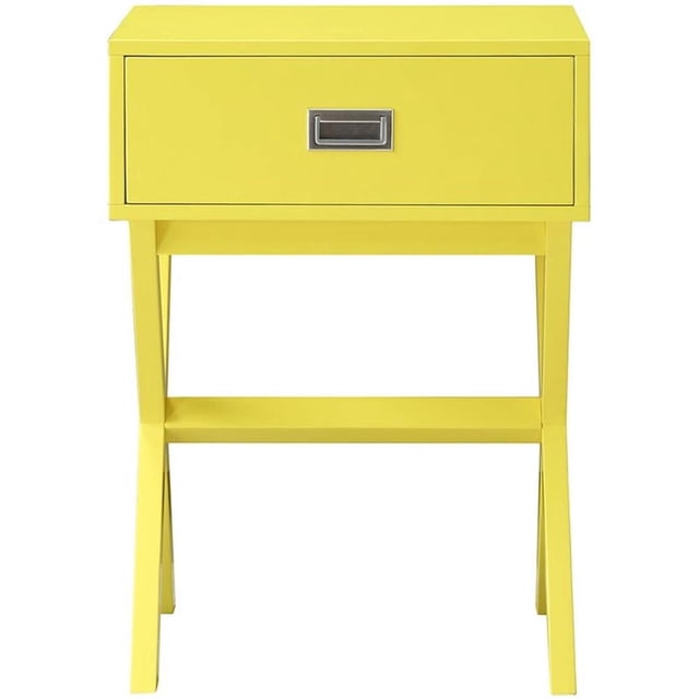 Pemberly Row Table d'Appoint en Bois de Style Mi-Siècle à un Tiroir, Jaune
