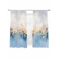 thumbnail image 2 of Watercolor Sheer Curtains 63 Inches Long 2 Panels Blue Yellow Fluid Wash Street Art Light Filtering Semi Sheer Window Curtains Drapes for Bedroom Living Room 52"x63", 2 of 7