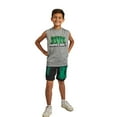 thumbnail image 6 of Minecraft 3-Pack Boy's Green Short Sleeve Tee, Gray Muscle Tank, Black Athletic Shorts Set, 6 of 7