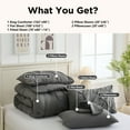 thumbnail image 5 of YEPCLUB Gray King Size Pintuck 7-Piece Comforter Set, Pinch Pleat Bed in a Bag, All Season Down Alternative Bedding Set with Comforter, Sheets, Pillowcases & Shams, 5 of 7