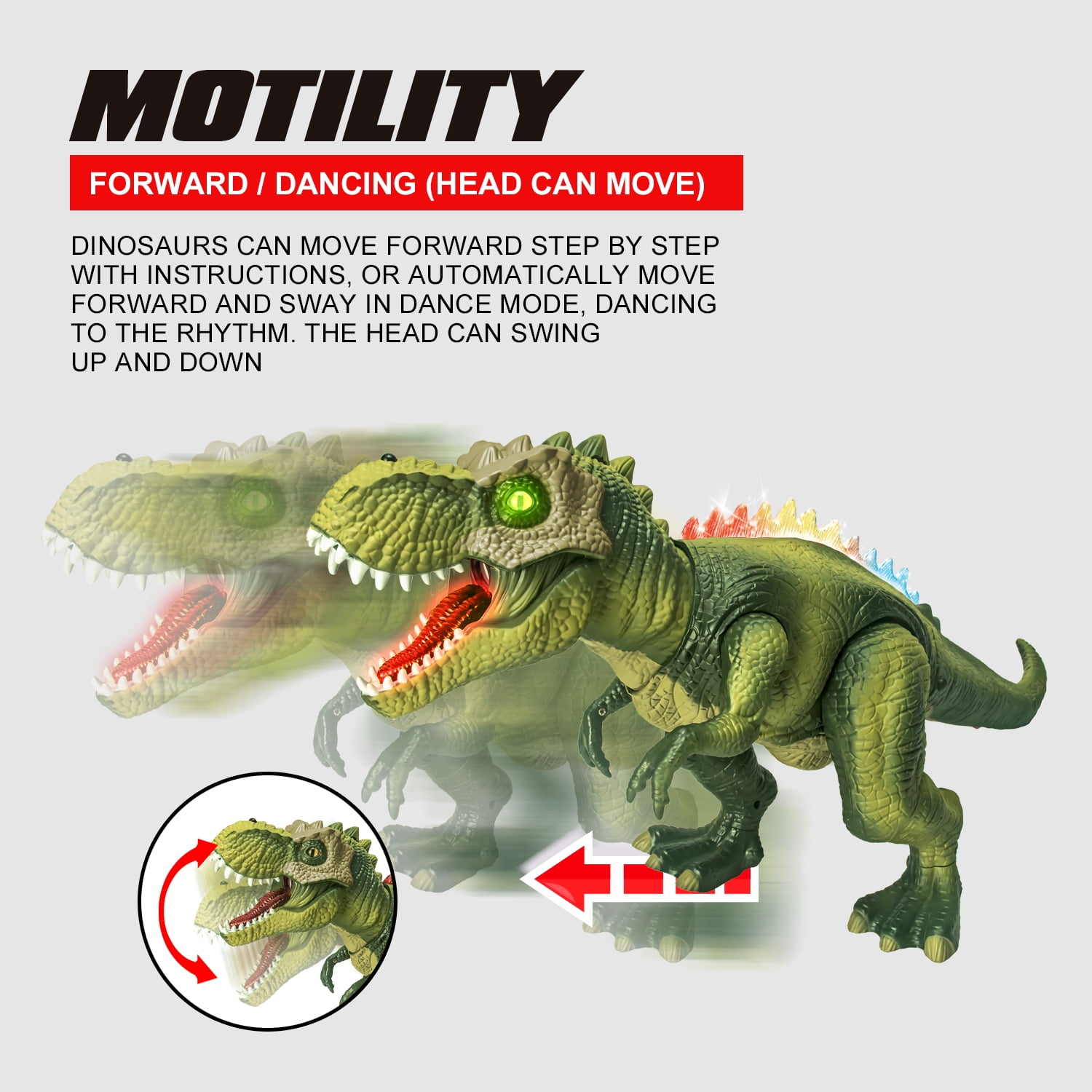 Gmdisc Remote Control Dinosaur Toys for Kids,Walking RC Dinosaur Toys with Light,Colorful Sprays and Roars Sounds,Electric Animal Toy for Boys Girls 3+ Years Old