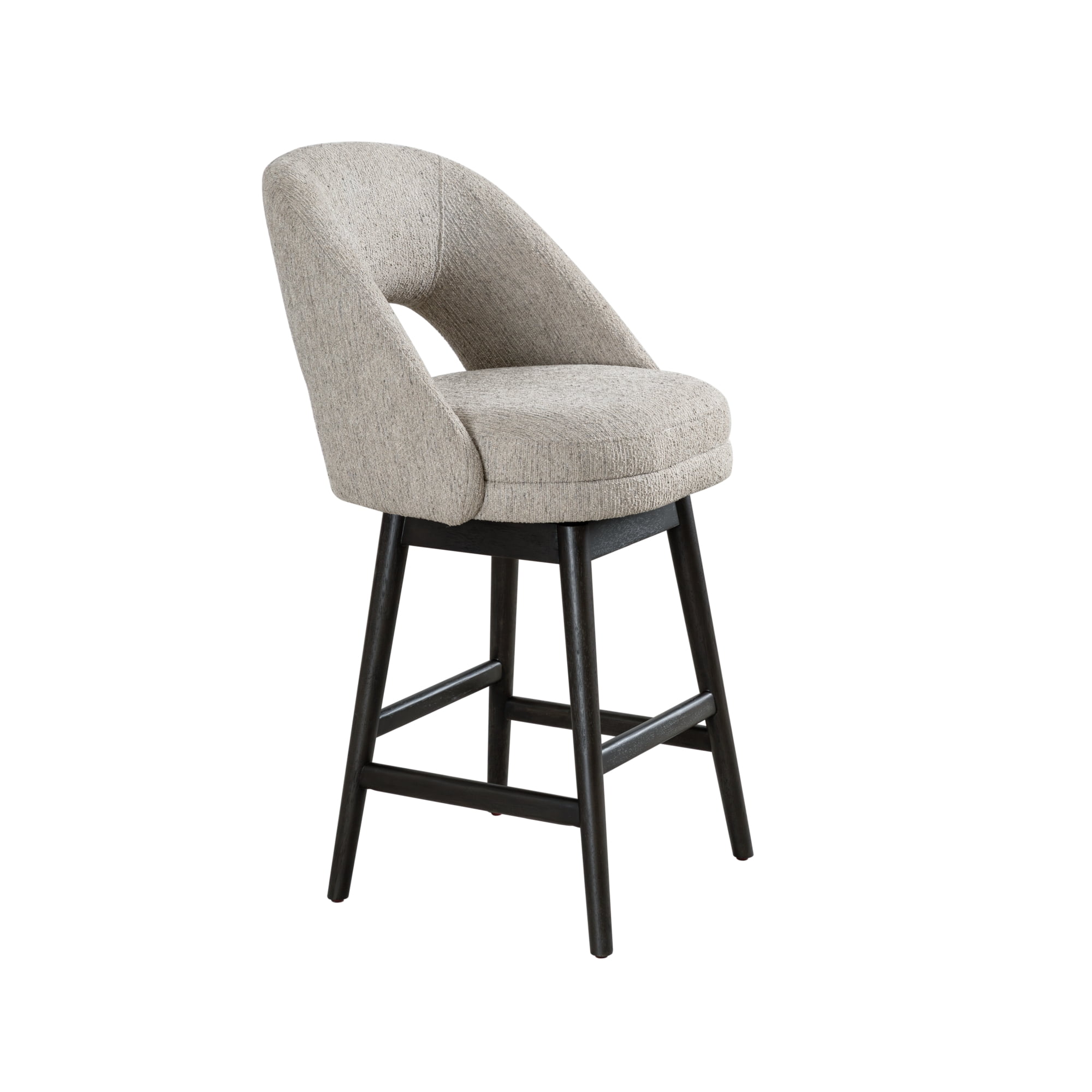 Adrian Gray Solid Wood Upholstered 26" Counter Height Swivel Barstool with Morning Fog Fabric Seat - Set of 4