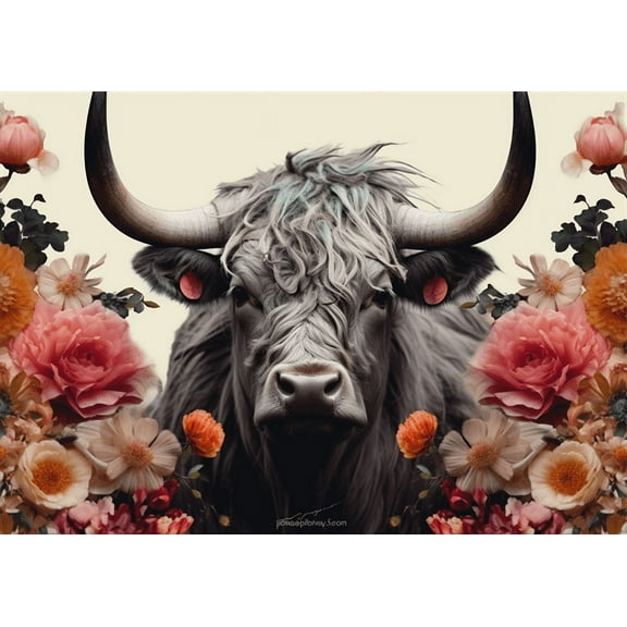 Puzzles for adults 200 pieces for adults High land Cow Floral Bull Cattles Rustic Farmhouse Wildlife Flowers Cute Animal Farm Wall Challenging Puzzles Perfect for Game Nights 13.9'' x 9.8''