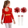 thumbnail image 2 of TiaoBug Kids Girls Cheer Leader Carnival Party Costume Cheerleading Uniform Dress and Pom Pom Socks Set B Red 10, 2 of 7