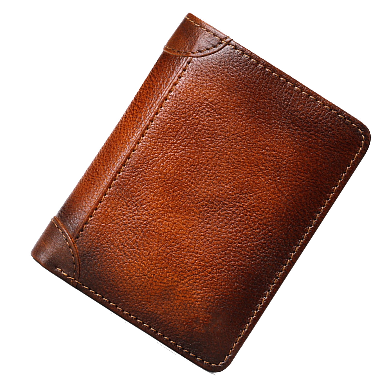 Trifold Wallet Retro Style Large Space Multi Card Slots Men Leather Wallet Coin Purse Yellowish Brown Walmart