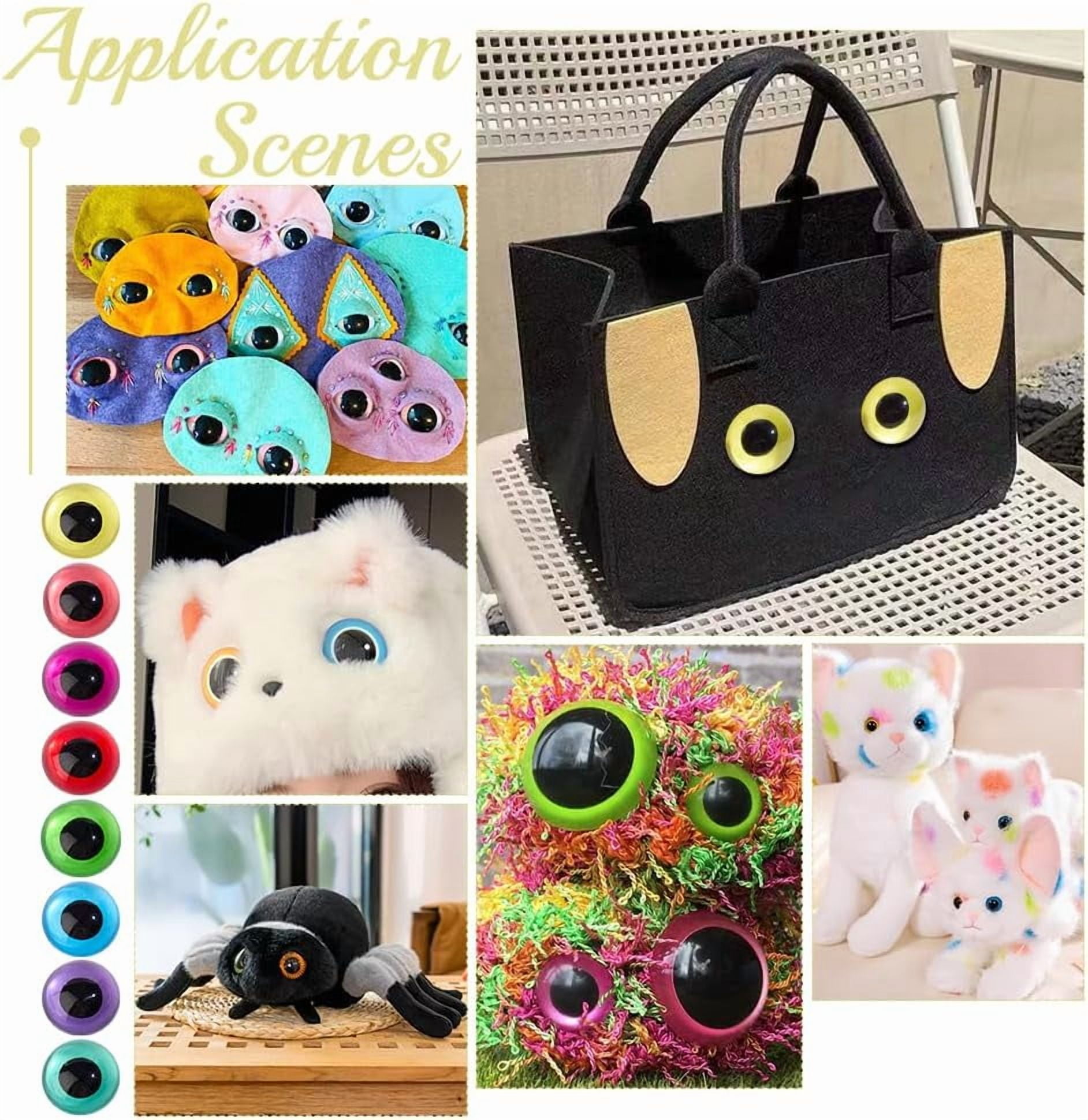 PH 32pcs 30mm Glass Eyes Cabochons 8 Colors Animal Craft Eyes Flatback Dome Cabochons Flat Round Eyes for DIY Art Craft Amigurumi Puppet Sculptures DIY Findings Jewelry Making Colorful DIY