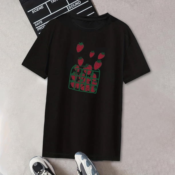 Camiseta de manga corta para mujer, camisetas de verano, ropa cómoda de moda, camisetas para la playa, desplazamientos, compras, vacaciones, negro SG