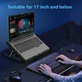 thumbnail image 3 of Laptop Cooling Pad, Laptop Cooler with 6 Quiet Fans for 12-17 Inch Notebook Gaming Fan Stable Stand, 7 Height & Wind Speed Adjustable, 2 USB Port & Phone Holder (Black), 3 of 4