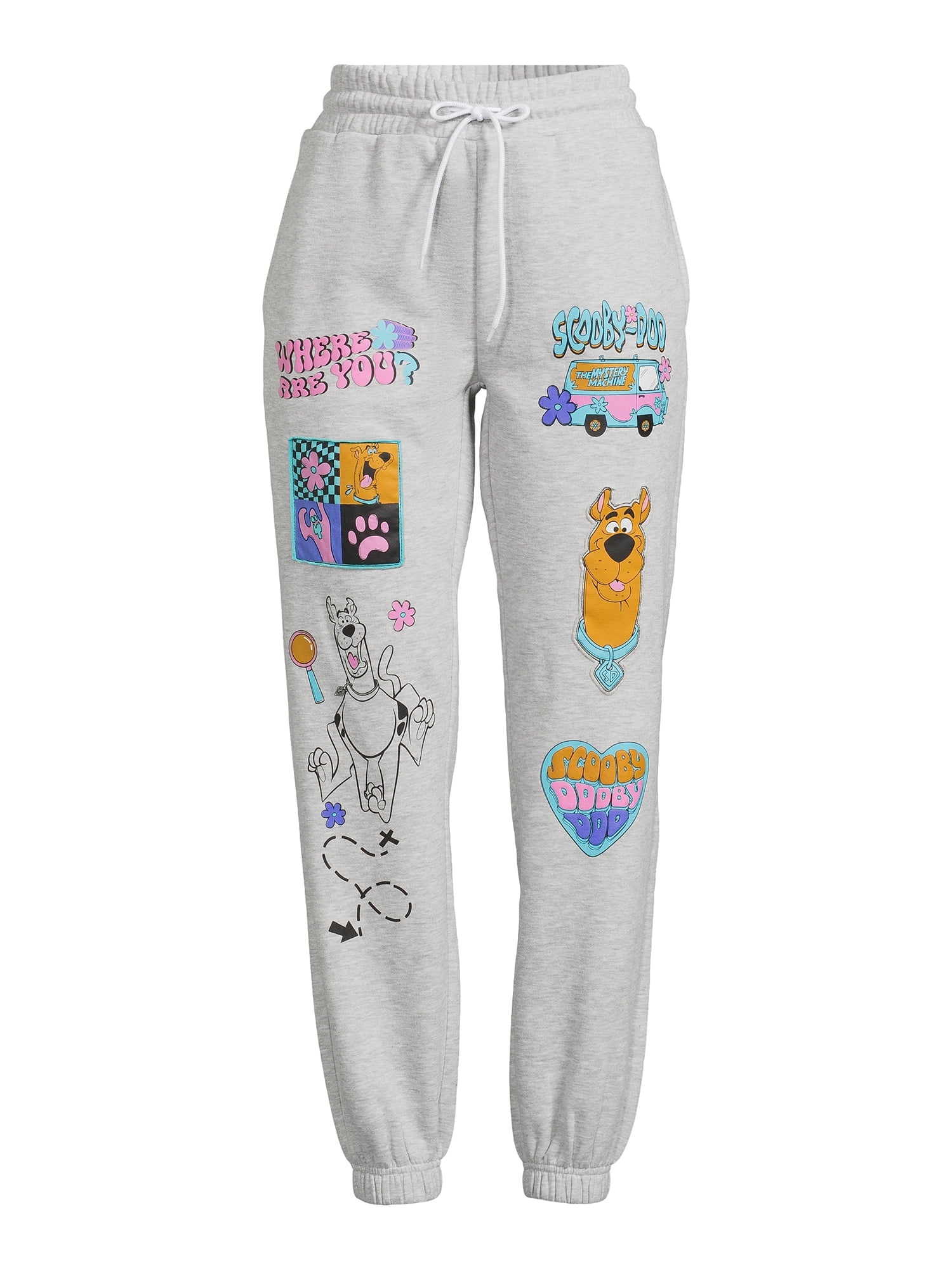 Scooby-Doo Juniors Graphic Patches Jogger Pants, 28” Inseam, XS-XXXL