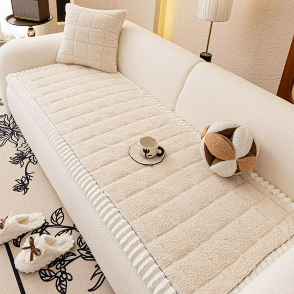 Coussin de Sofa Épaissi pour l'Hiver, Housse de Siège en Peluche Ultra Douce et Chaude Usavan, Coussin de Sofa Matelassé Antidérapant Lavable à la Machine pour la Protection de Chaise de Salon