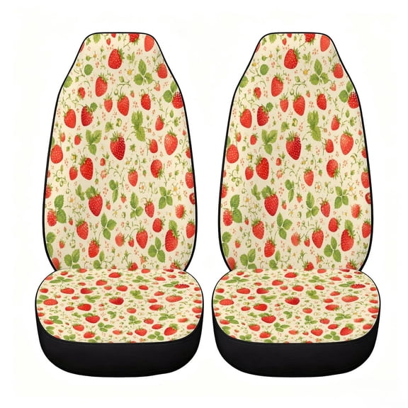 Verolix Strawberry Farmhouse Car Seat Covers, Front Seats Only Set of 2, Universal High Back Mesh Fabric Seat Covers for Cars, SUVs, Sedans and Vans