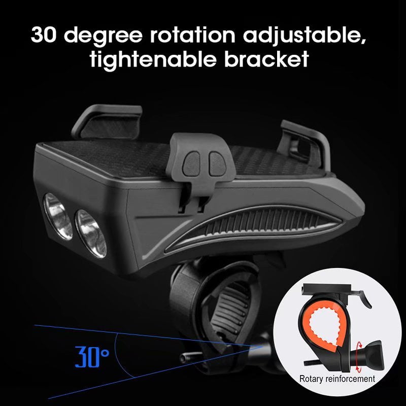 4 in 1 Multifunctional Bicycle Lights Alarm Bell 4000mAh Power Bank Phone Holder