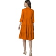 thumbnail image 4 of eloria Women Summer A-Line Button Down Casual Short Midi Dress Color: Orange|Size: XL, 4 of 7