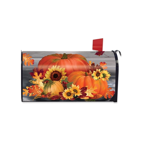 Briarwood Lane Fall Mailbox Cover - Standard Size - Autumn Pumpkin Trio For Fall Mailbox Cover