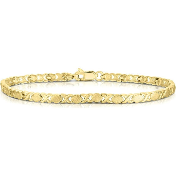 Floreo 10k Yellow Gold XOXO X and O Satin and High Polish Finish Bracelet