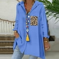 thumbnail image 2 of Pompotops Mode Femmes Bouton Imprimé Manches Longues Inch Chemise Tour-Down Col Tops Blouse, 2 of 9
