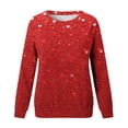 thumbnail image 5 of Womens Casual Heart Graphics Shirt Long Sleeve Pullover Loose Crewneck Cute Love Printed Sweatshirt Tops Red M, 5 of 6
