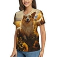 thumbnail image 2 of Honeii Pastoral Sunflower Corgi Print Women's Classic V-Neck T-Shirt,Womens Fashion Tops,Stylish Everyday Top for Women, Casual Summer Spring Outfits Clothes-XX-Large, 2 of 5