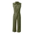 thumbnail image 5 of Chuancc Women's Casual Loose Overalls Jumpsuits One Piece Sleeveless Wide Leg Long Pant Rompers With Pockets Green S, 5 of 6