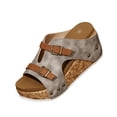 thumbnail image 3 of Domuza Women Wedge Sandals Cork Footbed Sandals Open Toe Buckle Band Platform Wedges Casual Comfortable Summer Dressy Shoes Gray 7（EU-38）, 3 of 4