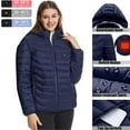 thumbnail image 4 of Maqroz Heated Jackets for Men Women Outdoor Active Heating Puffer Coat Lightweight Windproof 35 Zone Heating Winter Coats Detachable Hood USB Charging Jacket Unisex Outfits with Pockets Blue XL, 4 of 5