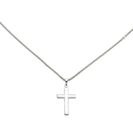 Primal Gold 14 Karat White Gold Latin Cross Pendant with 18-inch Cable Chain